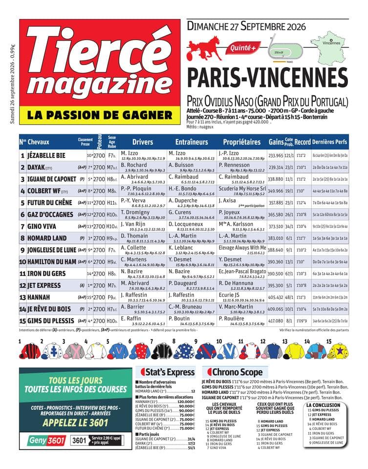 Couverture de l'édition du Samedi 26 septembre 2026
