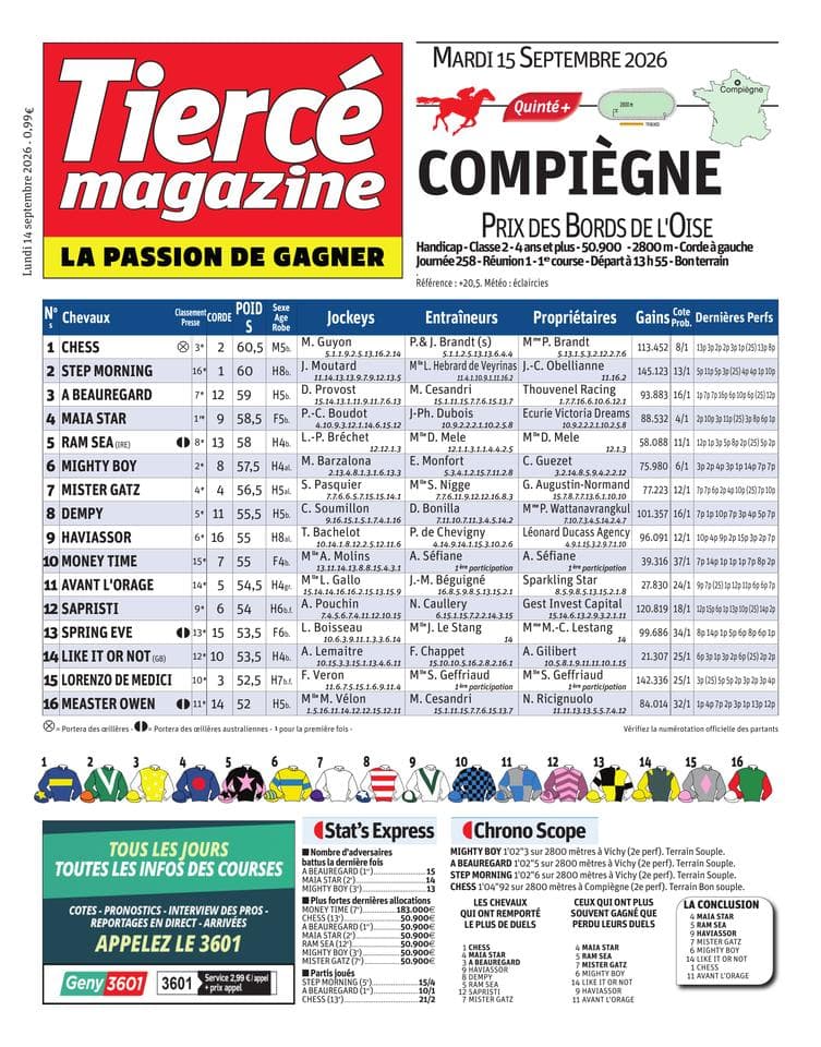 Couverture de l'édition du Lundi 14 septembre 2026