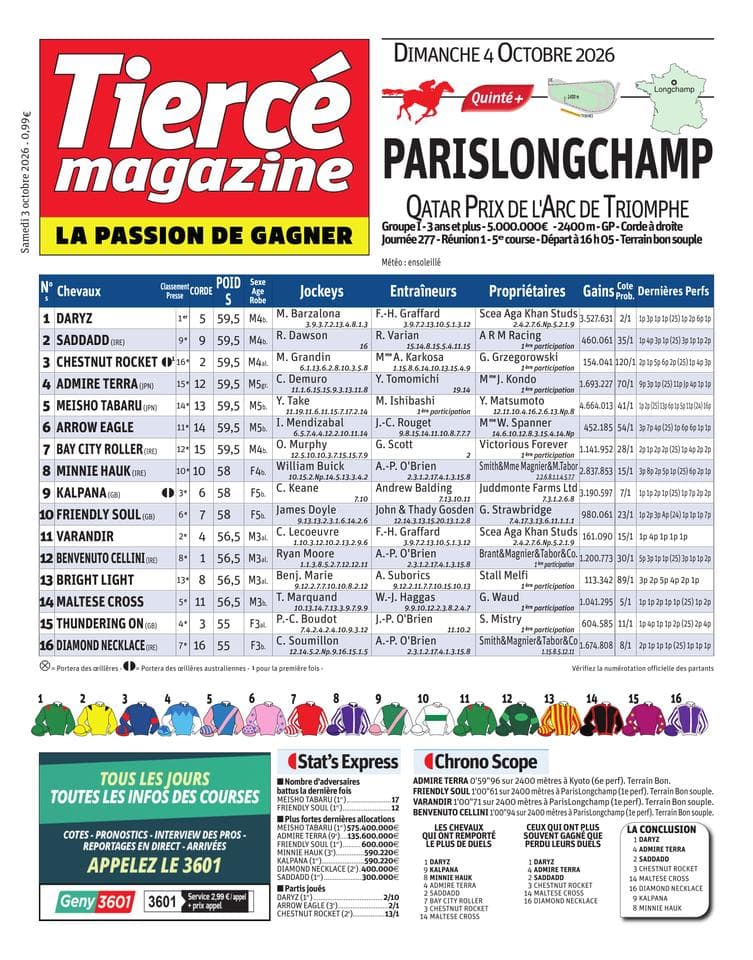 Couverture de l'édition du Samedi 3 octobre 2026